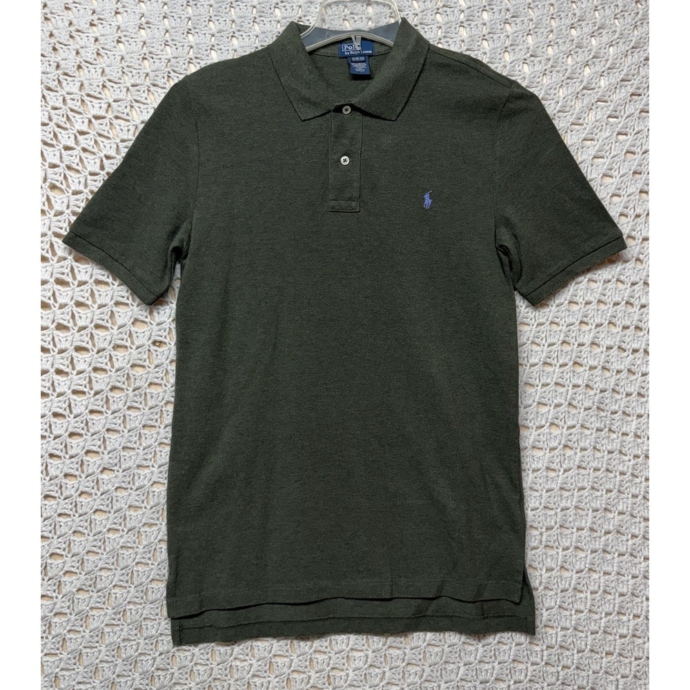 Polo Ralph Lauren Shirt Boys XL 18-20 Olive Green Short Sleeve Polo Blue Pony